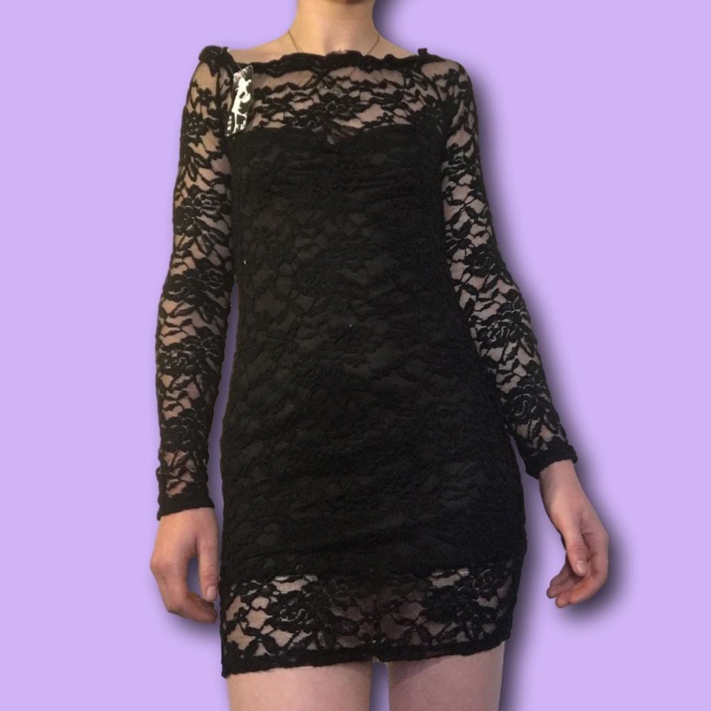 NWT Lace Long Sleeve Dress w/ Slip, XS
